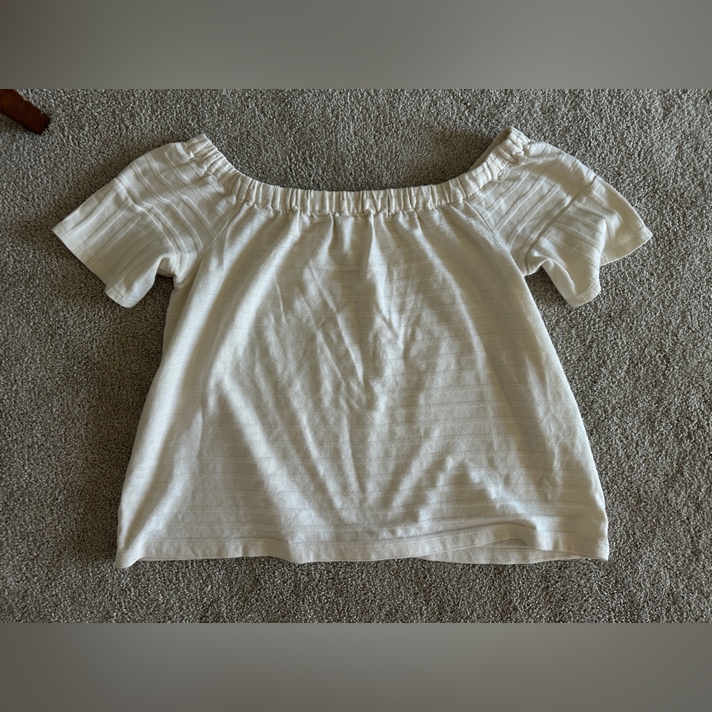 Madewell Off-the-Shoulder Top – Cream Textured – Size XL